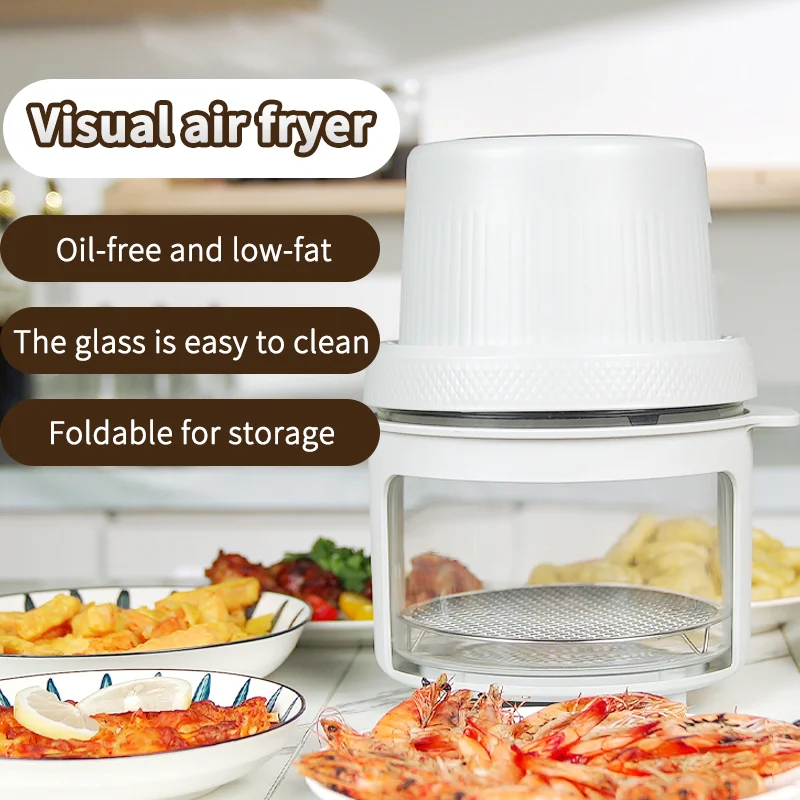 3L Visual Glass Pot Oil-Free  Air Fryers and Mini Electric Deep Fryer Non Stick Air Fryers