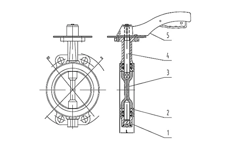 Bundor PN10/16 PTFE 8 Inch Sea Water Wafer Butterfly Valve Price List