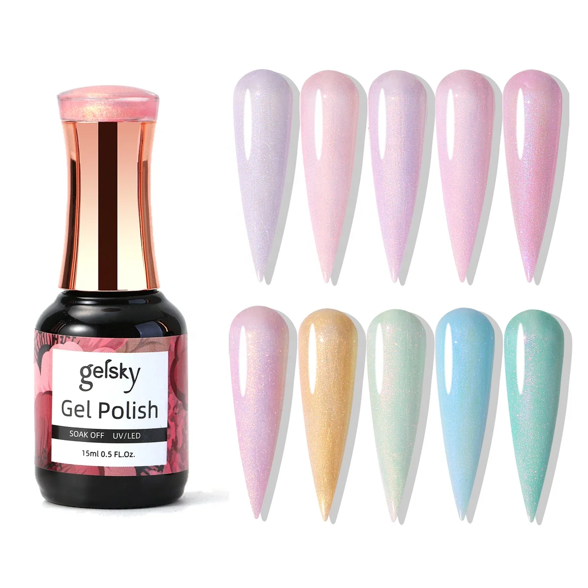Gelsky Wholesale Resin Uv Gel Polish Aurora Gel Polish Hema Free Holographic Chrome Korean Gel Nail Polish