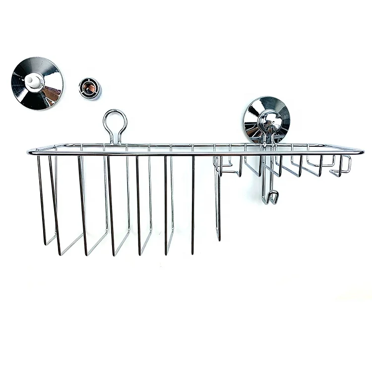 Stainless Steel Suction Wire Basket Shower Caddy Basket Shelf Shampoo Holder Organizer no drilling Bathroom storage Shelf