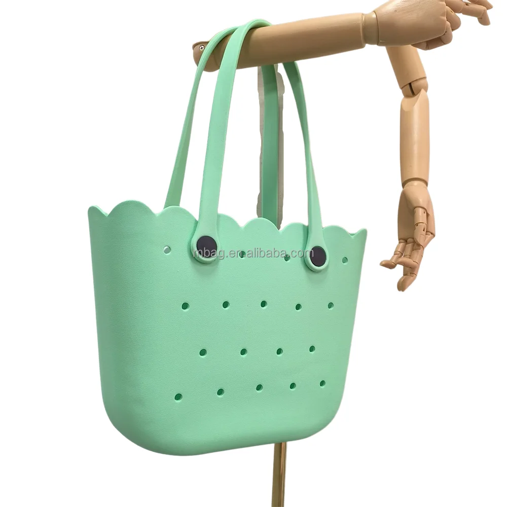 Rubber Beach Bag Eva Perforated Waterproof  Durable Open Silicone Tote Bag For Outdoor Beach Pool Sports