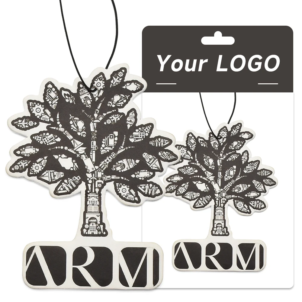 New gifts car smell printed designer shape car air freshener with custom packaging