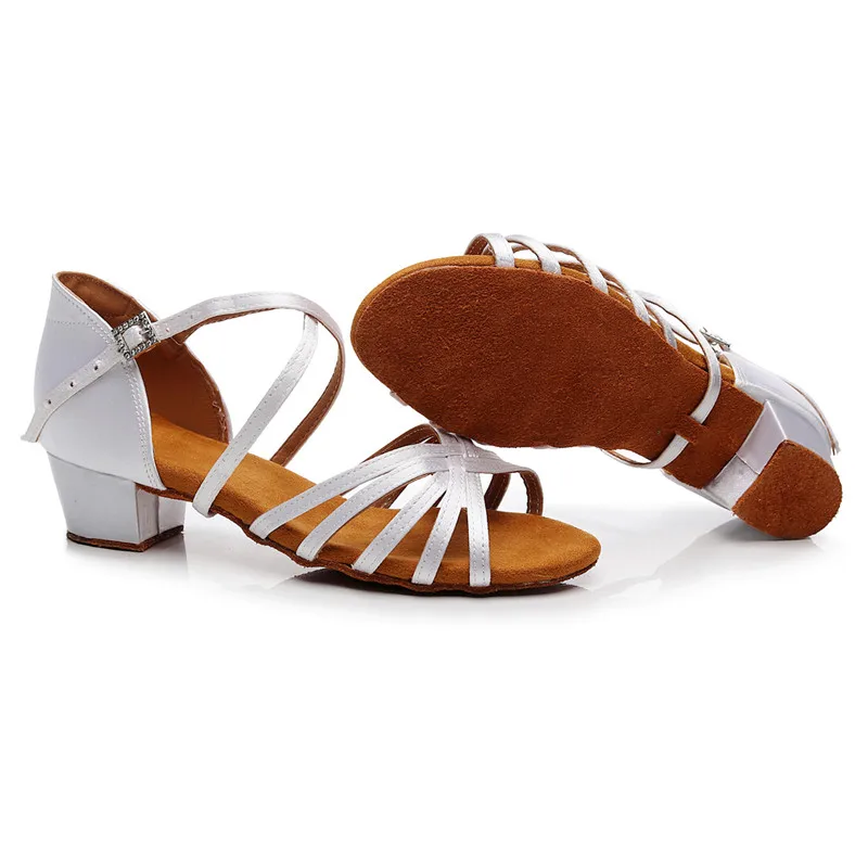 New Dance Shoes Latin Girl With Satin Comfortable Soft Bottom Kids Ballroom Shoes