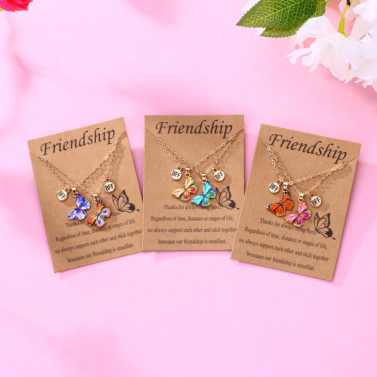 Модное ожерелье BFF яркое эмалированное ожерелье-бабочка ювелирные изделия для сестры с подвеской-бабочкой в европейском стиле
