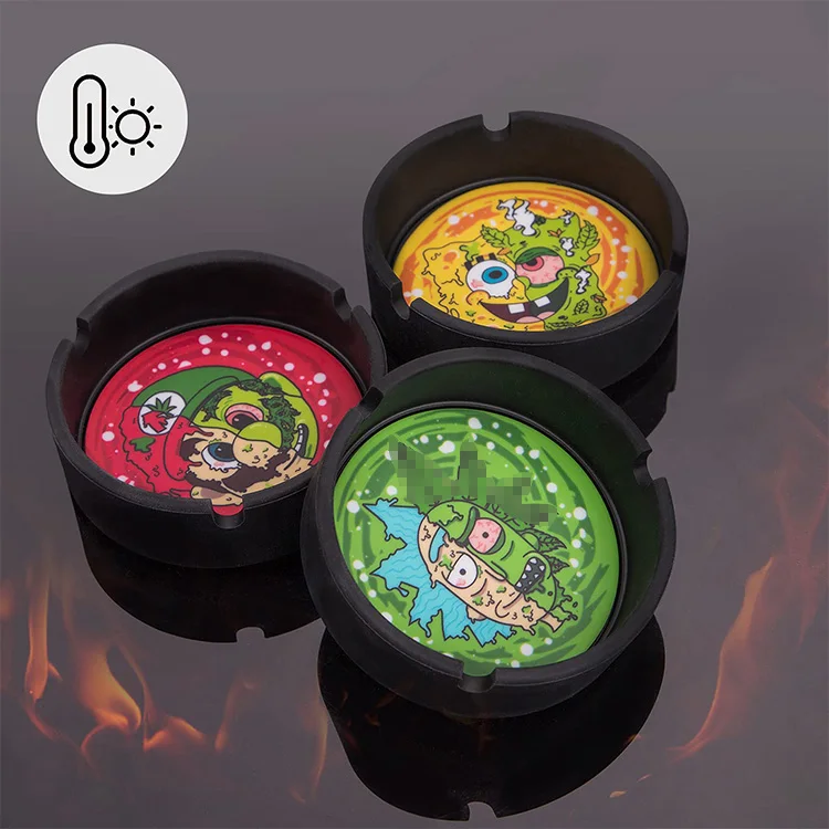 New Products Custom Logo Portable Round Pocket Creative Cigarette Silicone Cigar Ash Tray Car Ashtray