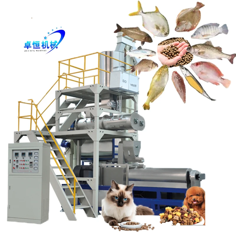 Best-selling automatic floating fish feed pellet press extruder pet food manufacturing making machine