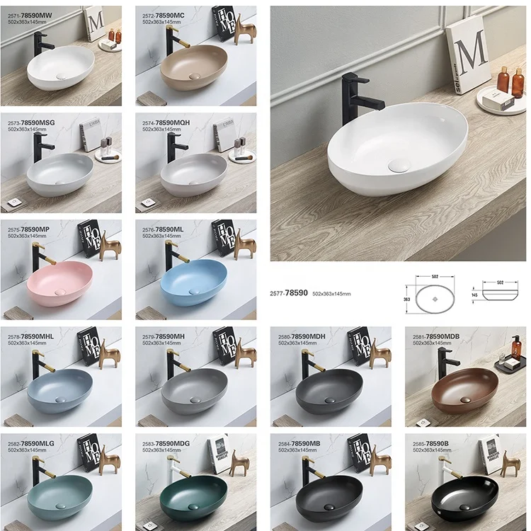 Nordic art basin matte color countertop lavabo luxury bathroom sinks round ceramic black and matte beige wash basin