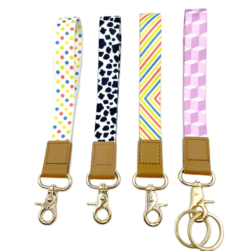 Latest Popular Multi Colors Custom Thick Polyester  Heat Transfer Sublimation Wristlet Keychain Lanyard for key