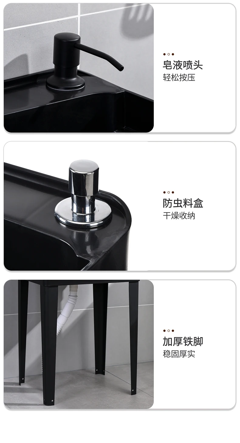 Modern Rectangular Ceramic Basin Sink Laundry Room Small Utility Washing Clothes Trough Single-Hole Faucet Mount Drainer