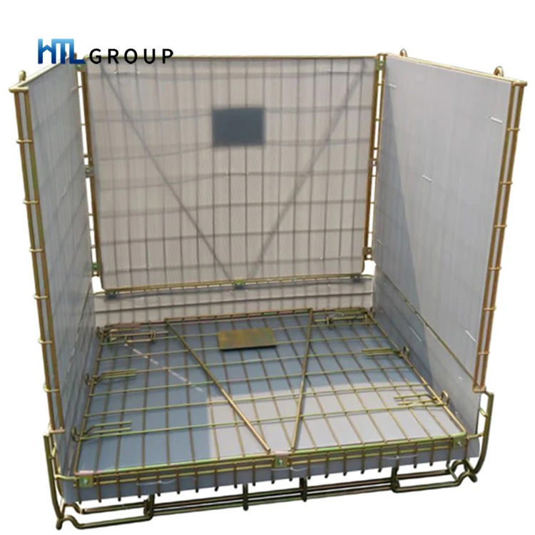 Industrial storage metal stackable folding steel container for pet preform industry