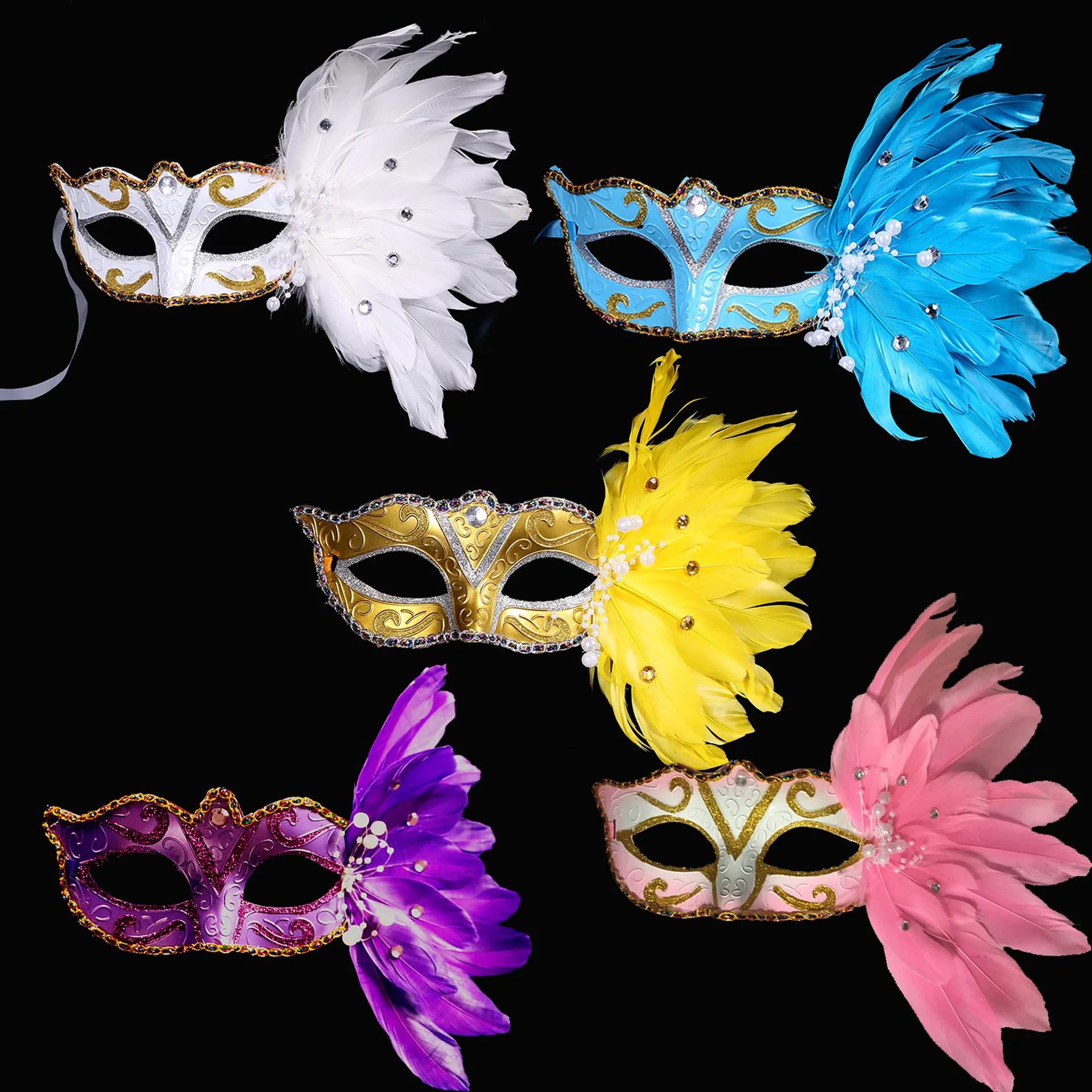 Hot Sales Excellent Quality Feather Mask For Royal Masquerade Dancing Party,Halloween Black Party Mask