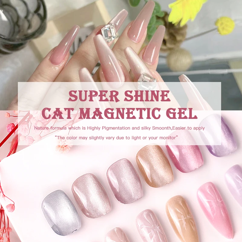 HS uv nail polish Private Label magnetic Ceramic cat eye gel kilo package 9 Colors Uv Led cat Eye Gel Nail Polish