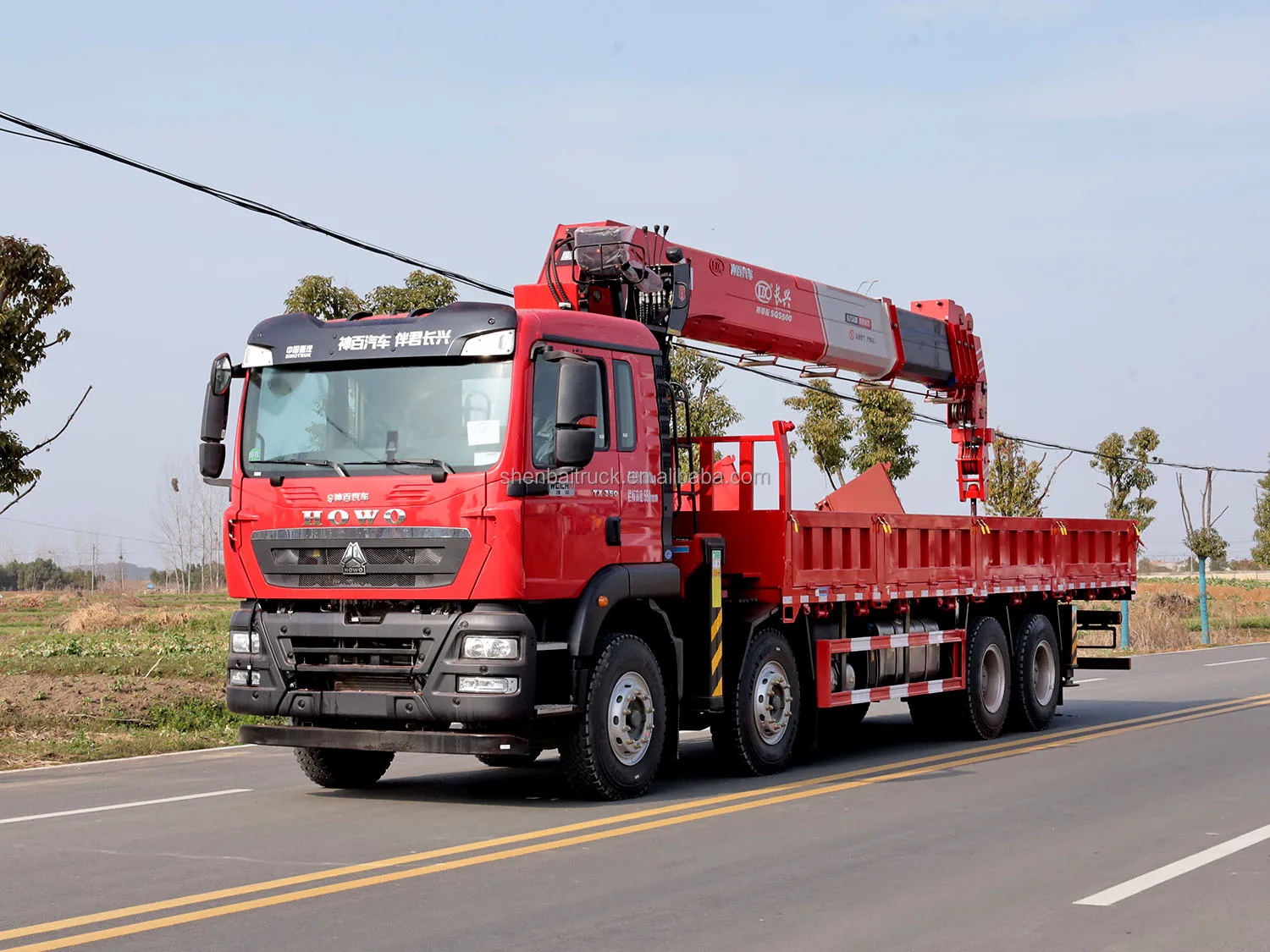 HOWO cargo truck with Shenbai Truck Mounted Crane 18 ton 20 ton hydraulic telescopic boom crane for sale