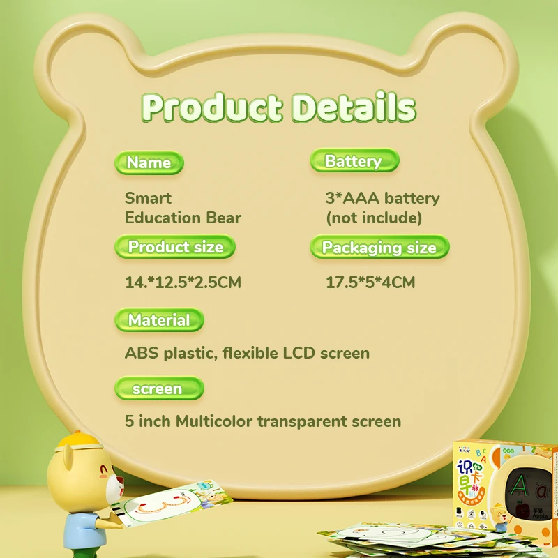 English Flash Cards with LCD Writing and Drawing Tablet Talking Baby Speech Toys for Early Education Learning