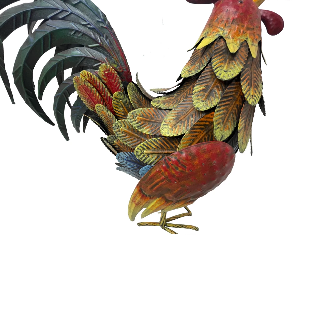 New design for 2022 multicolor outdoor poultry metal garden courtyard decorated with rooster statue garden stakes