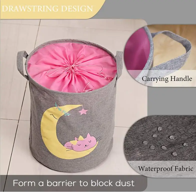 
OEM Baby Laundry Hamper with Drawstring Handle Basket Collapsible Waterproof Storage for Clothes 