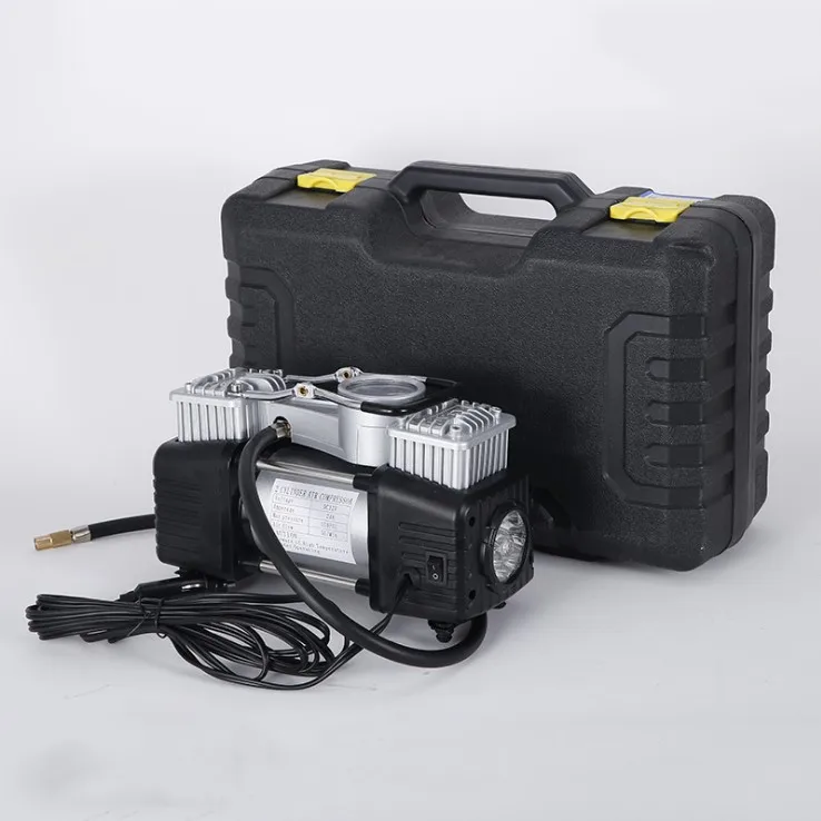 Heavy duty double cylinder tyre inflator portable mini electric air pump dc 12v car compressor tire