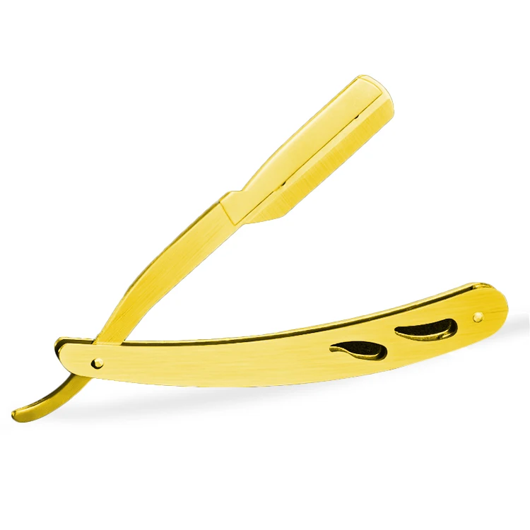 custom logo straight razor stainless steel gold razors professional barber folding shaving razor