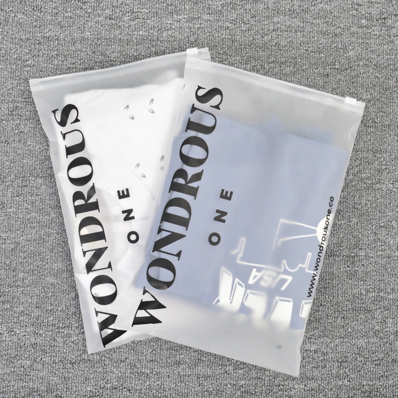 eco reusable apparel garment packaging for clothing plastic eva slider matte zip lock t shirt frosted zipper bag custom printed