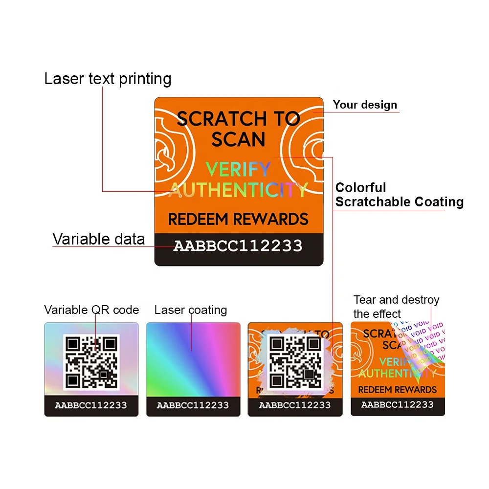 OEM Custom original hologram sticker Printing eco-friendly holo labels authentic holographic security Logo Packaging Label Roll