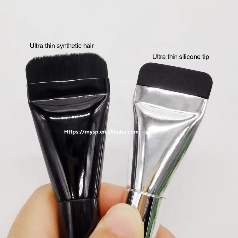 Ultra Thin Liquid Foundation Brush with Digging Spoon Handle Very Thin Flat Silicone Head Facial Mask Brush Digging Spoon