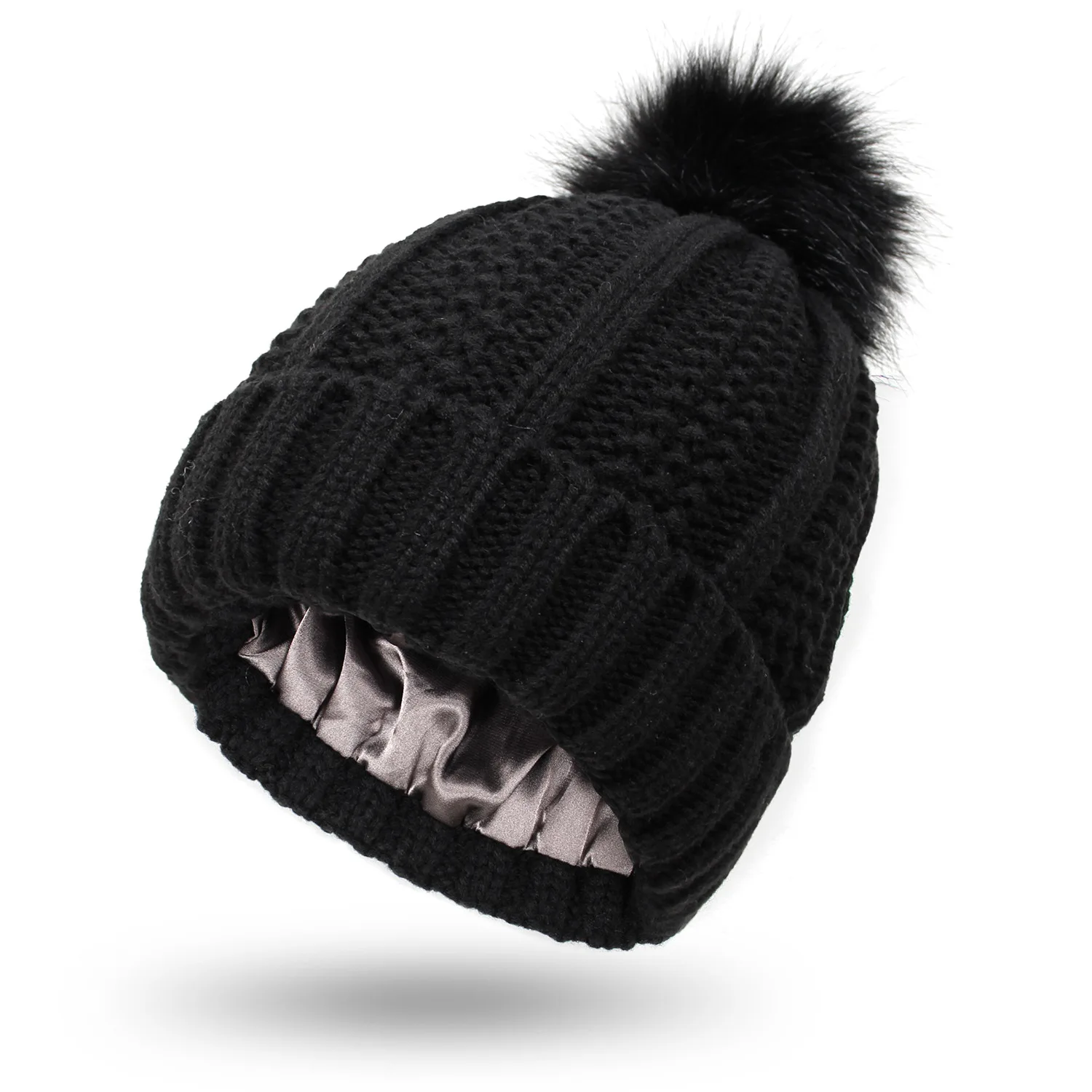 Europe and the United States popular hair silky elastic color ding knitted hat loose warm cross-border woolen ladies