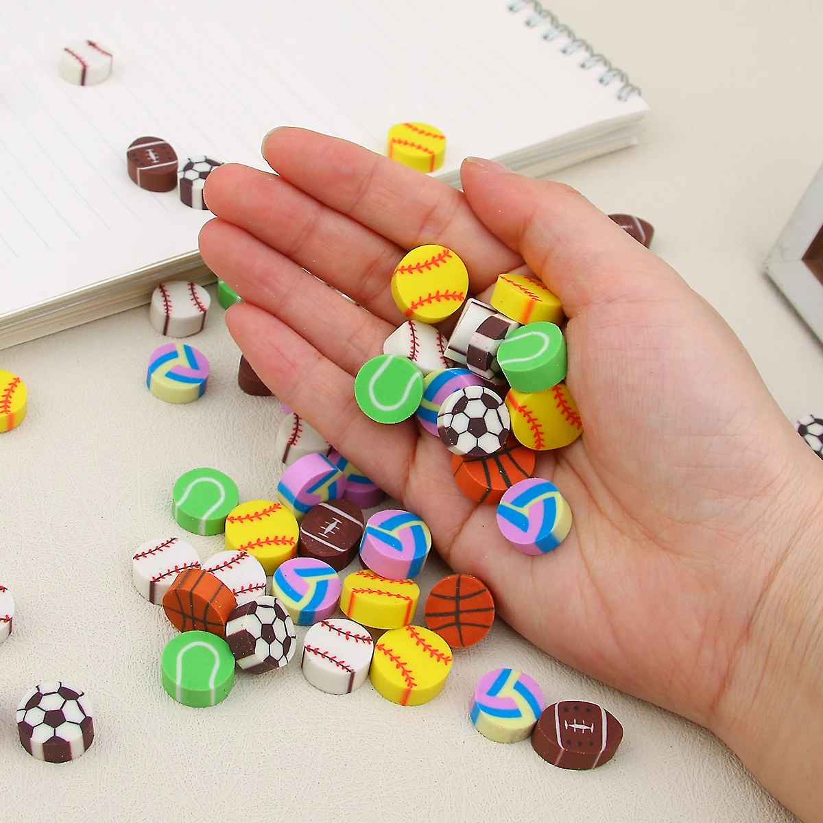 Custom Packaging Hot New Cute Mini Ball Shape Color Soft Interesting Eraser Manufacturer Rubber Pencil Eraser for Kids Gift