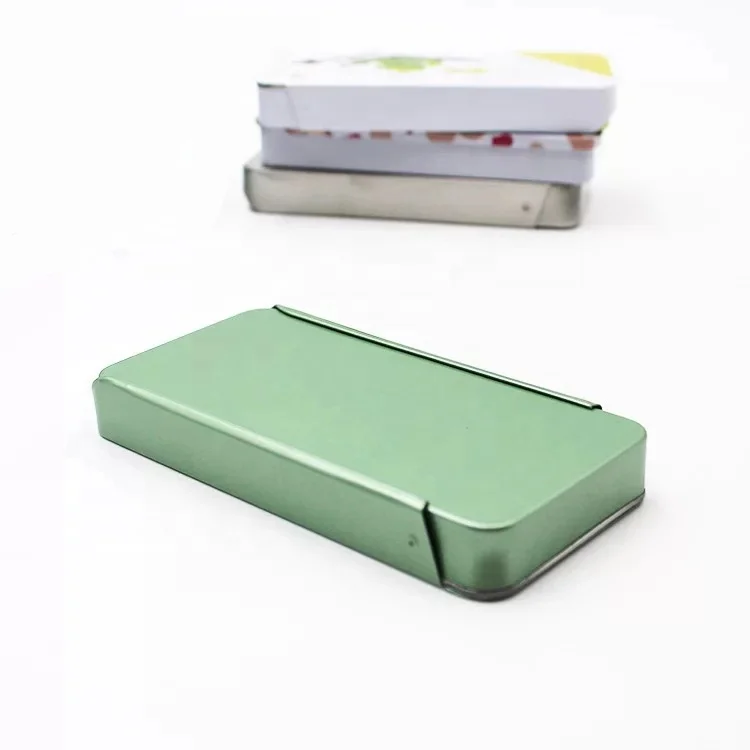 Rectangle  Metal Box Push Pull Slide Top Tin Box Talc Powder Container Tin case  for Chewing Gum