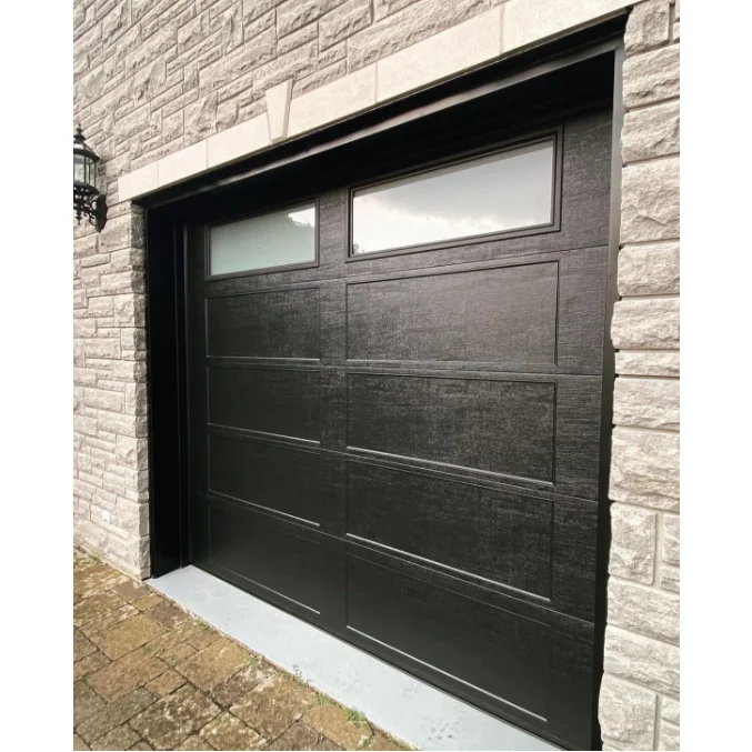 Double tempered glass black color security garage door aluminum garage door panels with German motor