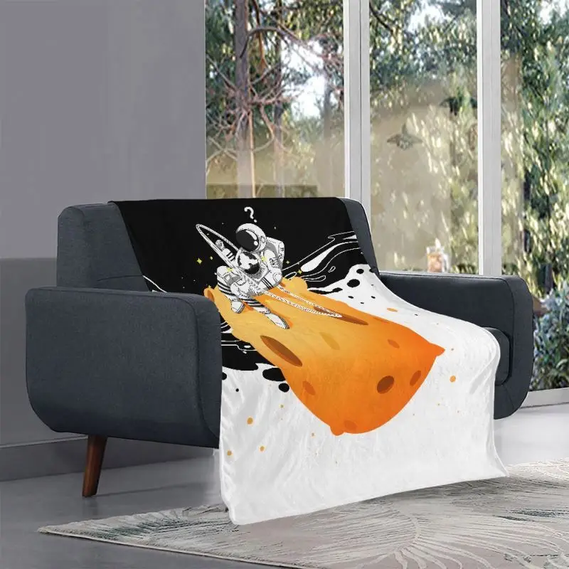 Одеяло на заказ с изображением милой астронавта управляющей планетой пазлом черное одеяло рисунком дизайнерское Фланелевое Флисовое сублимационной печатью