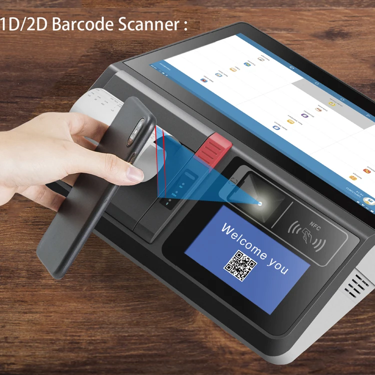 POS Factory 11.6 Inch Windows Android Touch Screen Electronic Mini Cash Register Point Of Sale Systems Pos With Printer