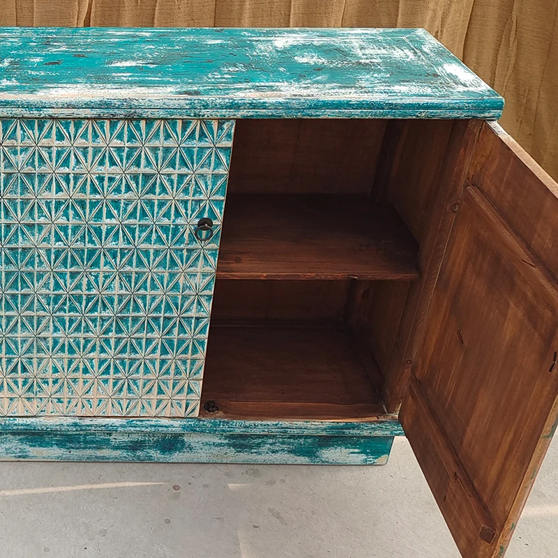 Chinese Antique Mongolia Reproduction Recycled Wooden Cabinet