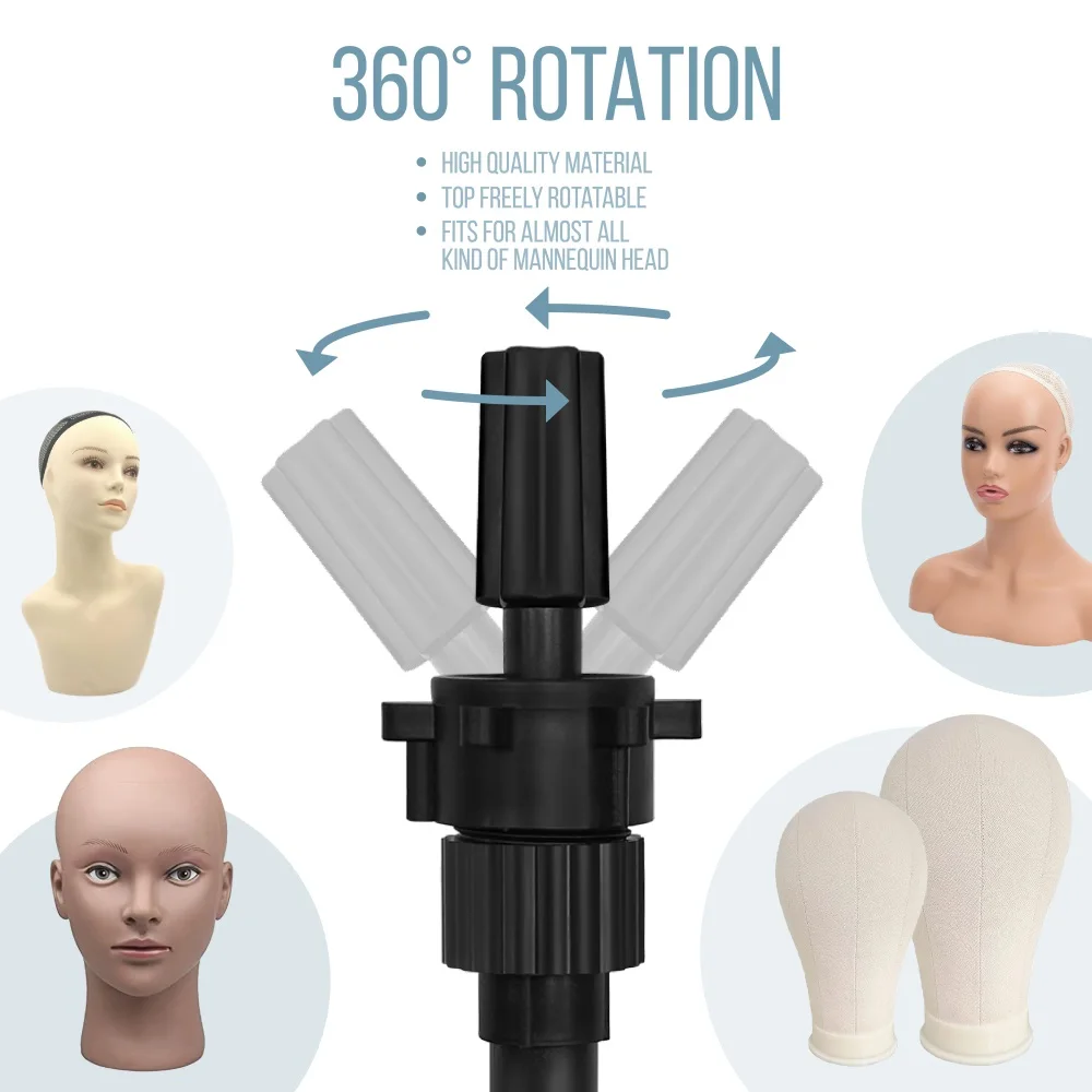 Leeons 50 Inch Metal Adjustable Wig Head Stand Wig Stand Tripod with Tool Tray Mannequin Head Stand for Cosmetology Hairdressing