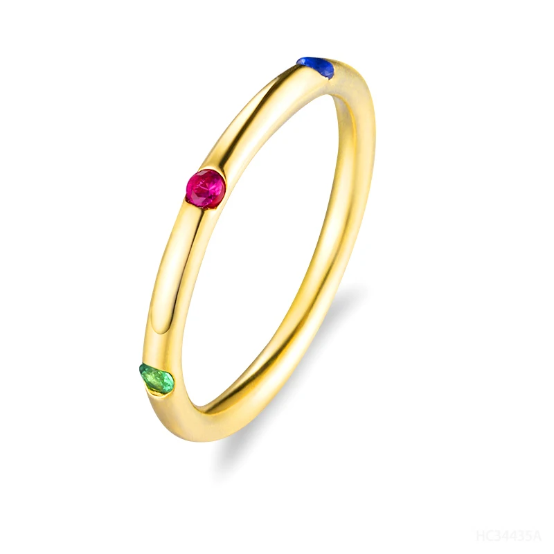 Minimalist Fashion Women Skinny Band 925 Silver Cz Rings Jewelry Set 18K Gold Plated Rings