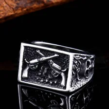 Custom Fashion Men Rings Stainless Steel Vintage Silver Revolver Rings For Men