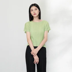 Женская плиссированная футболка, Повседневная футболка на весну/лето, 2021