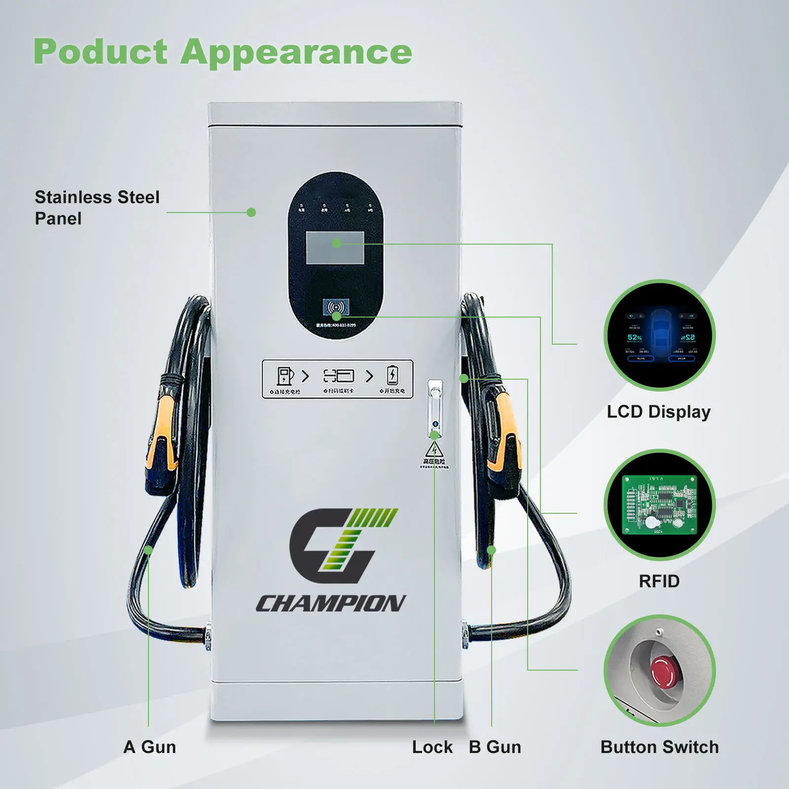 Factory Direct Sale Commercial DC EV Charger 2 Gun 120KW Charger Station Floor Mounted EV Charging Station for Truck