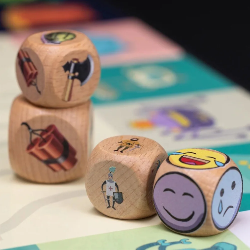 Custom Printed Logo D6 10-60mm Large Round Corner Blank Wooden Cube Naughty Dice