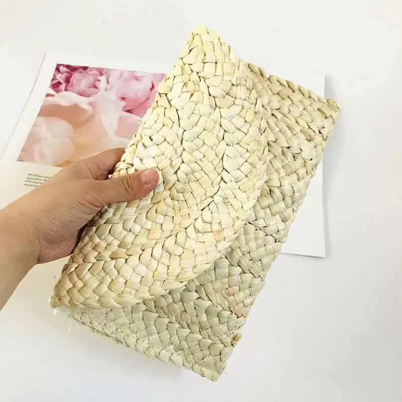 2023 Fashion Straw Women Purse Clutch Wallet Summer Beach Bags Handmade Straw Beach Bag For Women