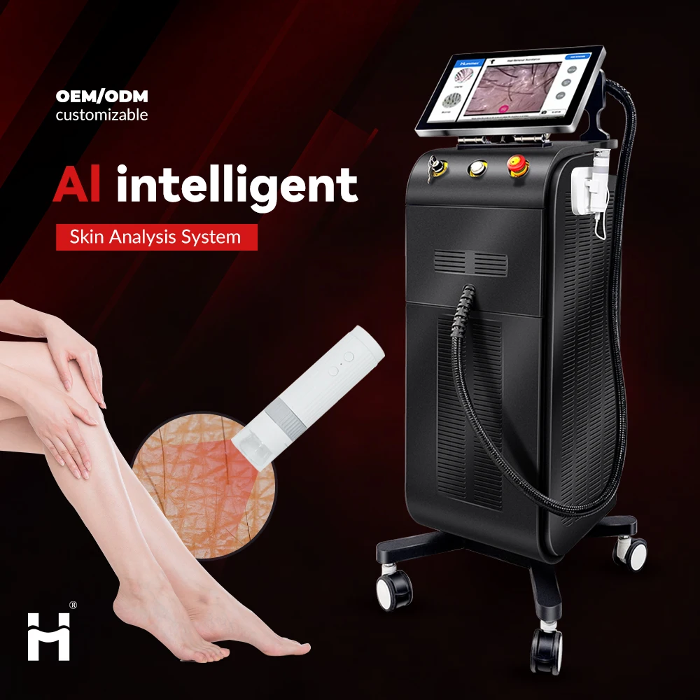 2024 Huamei 3 wavelength Titanium 808 nm Diode Laser 755 808 1064 Ice Platinum Diode Laser Epilator Epilation Machine for Sale