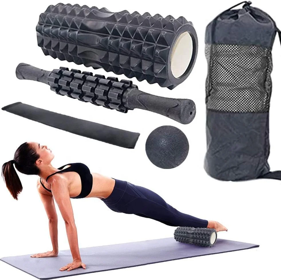 Pilates accessories Yoga fitness exercise latex TPE ring + yoga workout EVA foam roller + body muscle massage roller stick ball