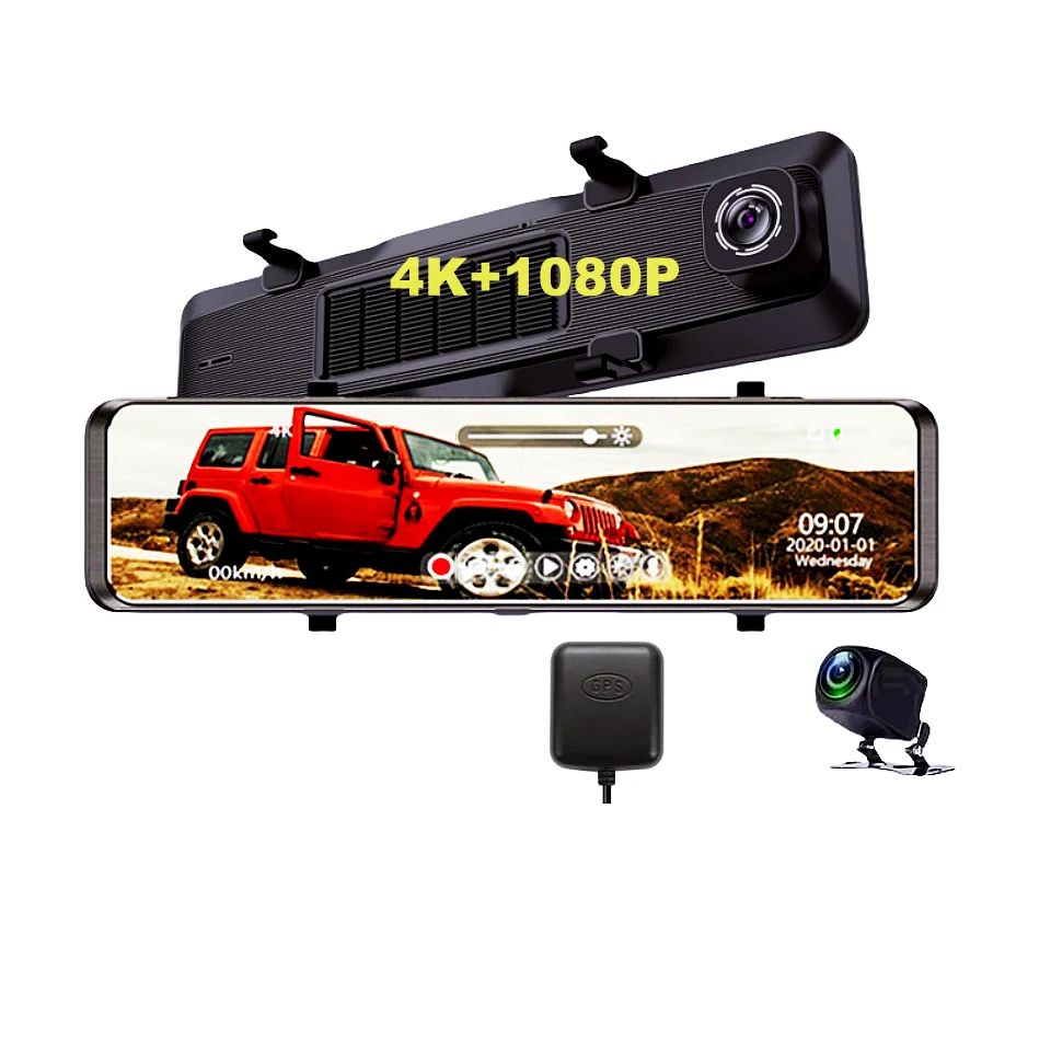 3840*2160P 4K  12 Inch Car DVR  Dash Cam 4k car black box WIFI GPS Sony IMX415 RearView Mirror Car Camera Video Recorder