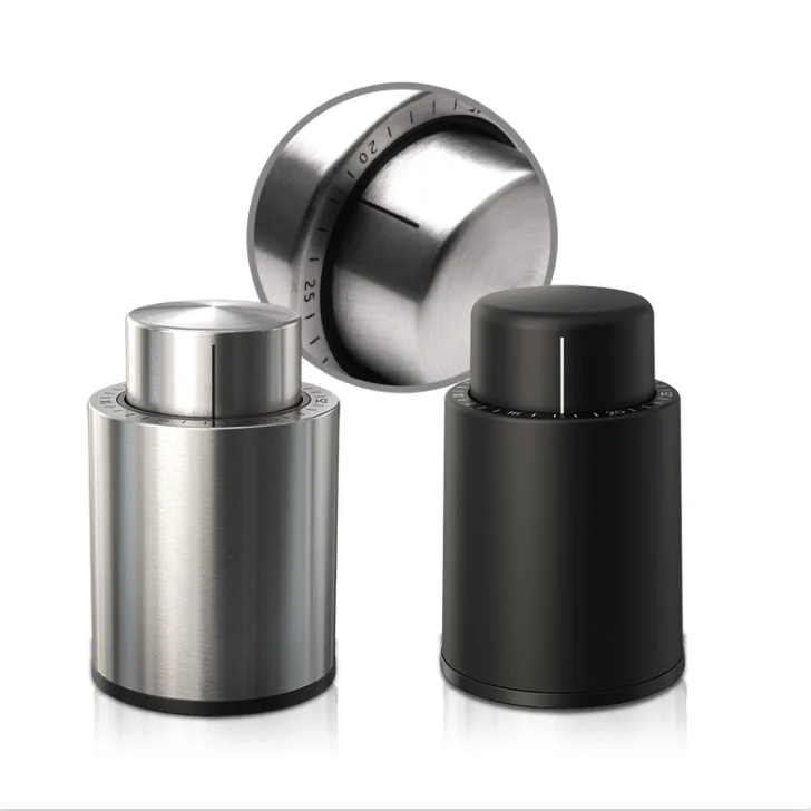 Black ABS Vacuum Wine Bottle Stopper Sealed Storage  Vacuum Memory Wine Stopper Push-Wine Style  Corks Bar Tools
