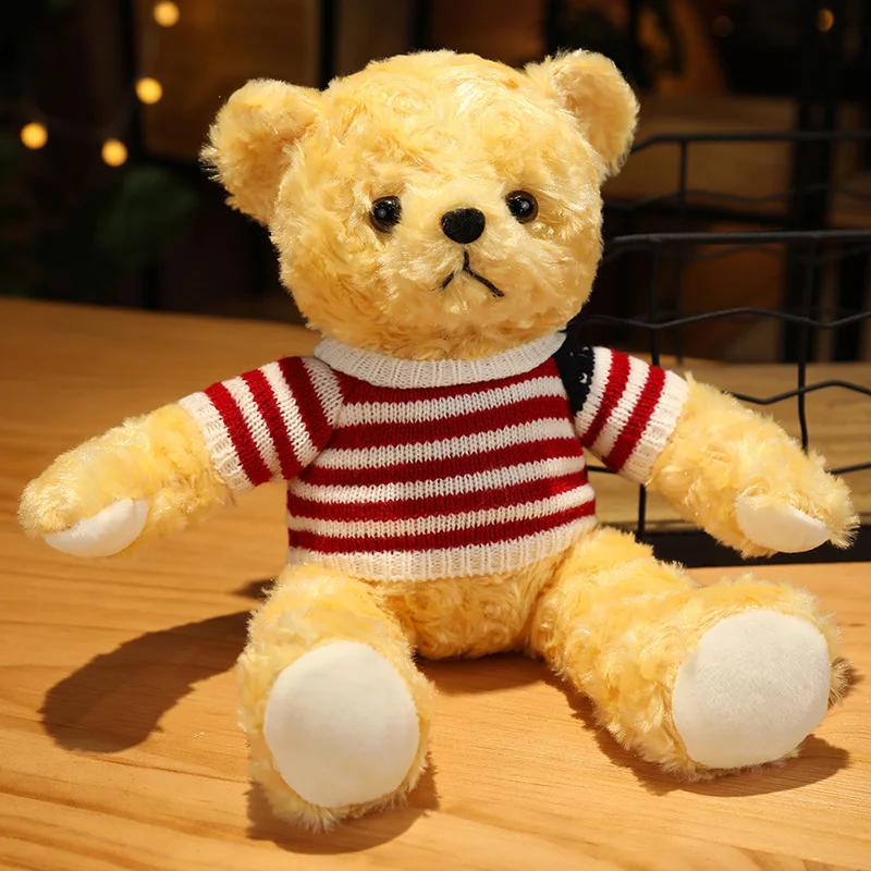 Stuffed teddy bears with custom logo brown pink white valentine gifts for girlfriend promotional plush teddy bear with heart