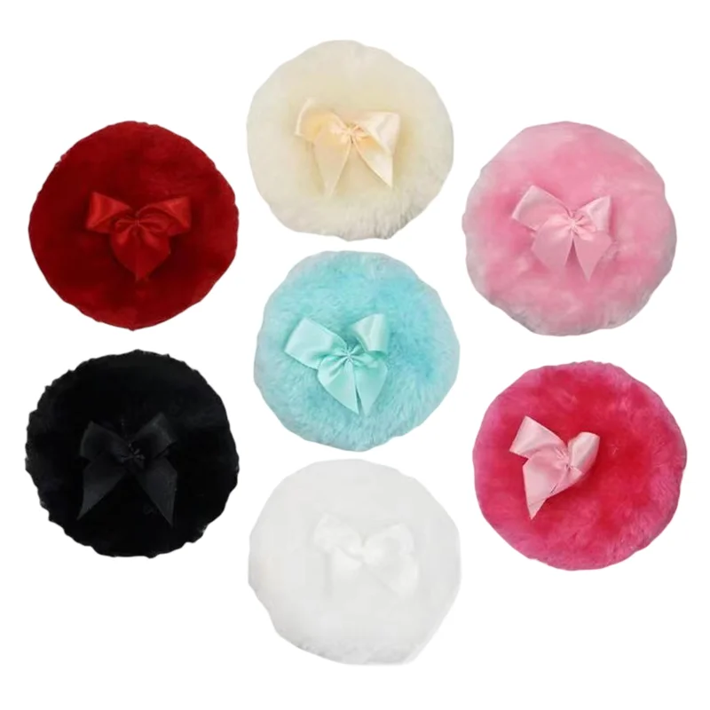 Soft Plush Fluffy Foundation Makeup Velour face Puffs Custom Large Makeup Cosmetic Powder puffs body powder container with puff