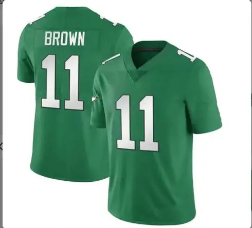 2025 келли зеленые майки 62 Jason Kelce 1 Jalen больно 11 A.J. Коричневый 6 Smith 12 Cunningham 55 Graham сшитый футбольный свитер