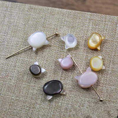 Новое поступление, натуральные перламутровые бусы, DIY серьги, очаровательные милые бусы с головой кота для женщин, ювелирное изделие