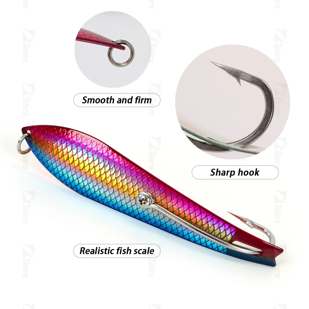 Trolling  Spoon lure 40g 14cm Fish scale laser design Stainless Steel Metal Spoon Lures with Screw style