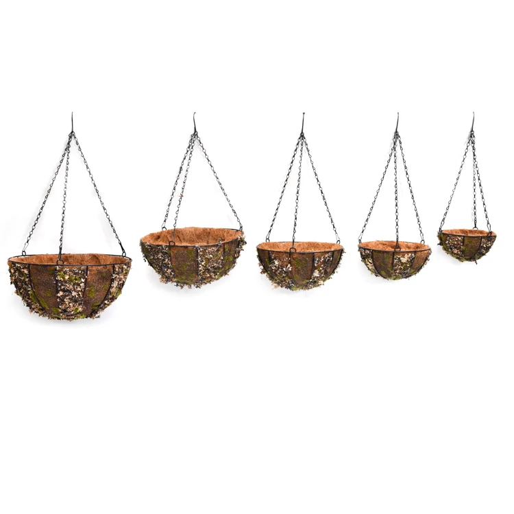 5 Pack Hanging Baskets for Plants Flower Pots Planter Metal Wire with Coco Liner for Artificial Plants Indoor Outdoor Deco