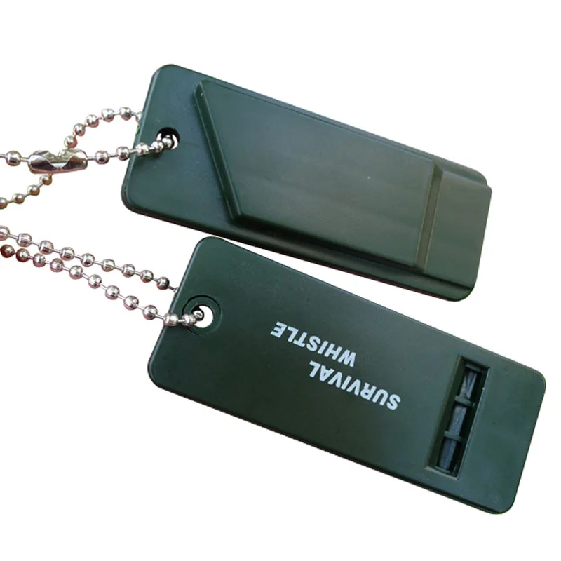 Outdoor Rescue Signal Survival Kit Plastic Flat Emergency Whistle for Hiking Hunting
